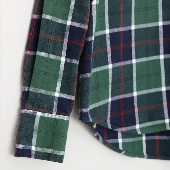 DEREK LAM 10 CROSBY Green Navy Blue Tartan Plaid Button Down Shirt 4 100% Cotton - Picture 12 of 15